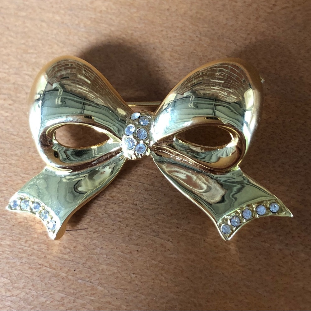 Gold & Rhinestone Bow w/Box - Picture 6 of 7